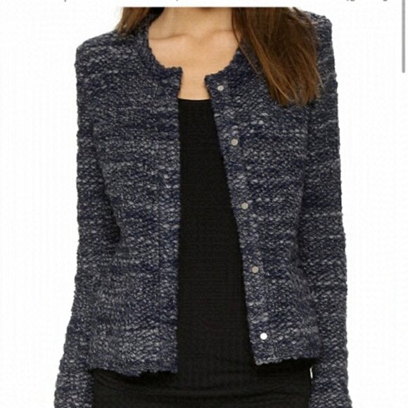 Iro PARIS Carene Wool Blend Blue Knit Blazer Jacket Sz 34 FRA - US  2 or XS - Picture 1 of 15